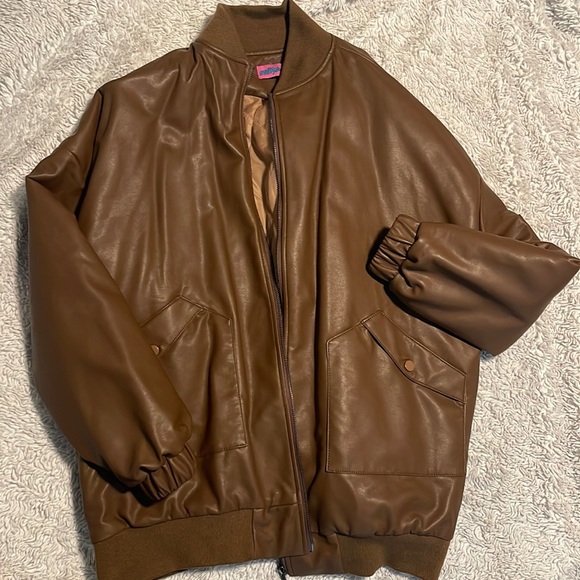 edikted chocolate brown leather jacket - Picture 1 of 7